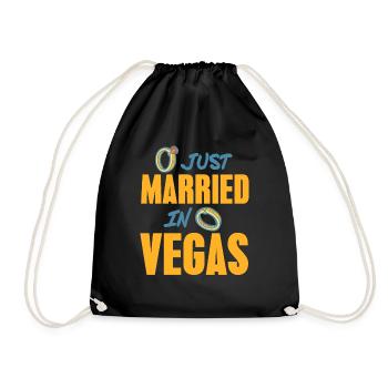 Just Married In VEGAS Cool Retro Vegas Wedding - Drawstring Bag - black - Front