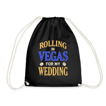 Rolling In Vegas For My Wedding Cool Retro T-Shirt - Drawstring Bag - black - Front