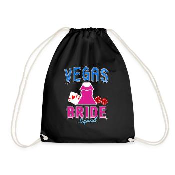 Vegas Bride Squad Retro Vegas Wedding T-Shirt - Drawstring Bag - black - Front