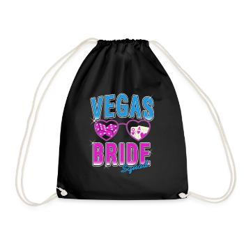 Cute Retro Vegas Bride Squad Vegas Wedding T-Shirt - Drawstring Bag - black - Front