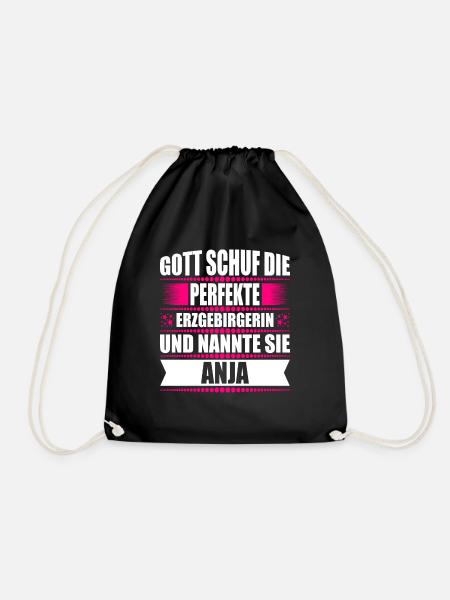 Erzgebirge Frau Namen Sachsen Anja - Turnbeutel - Schwarz