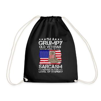 Grumpy Old Veterans Army US Patriot Father - Drawstring Bag - black - Front