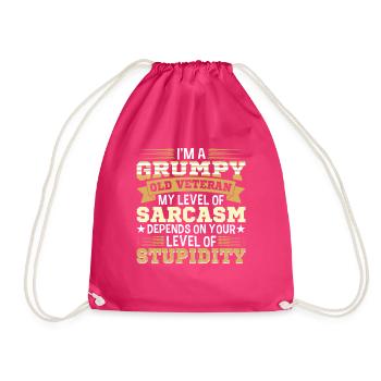 Grumpy Old Army Veteran US Patriot - Drawstring Bag - fuchsia - Front