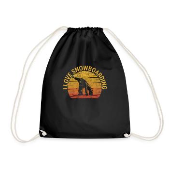 I Love Snowboarding Fun Mountains Snowboard - Drawstring Bag - black - Front