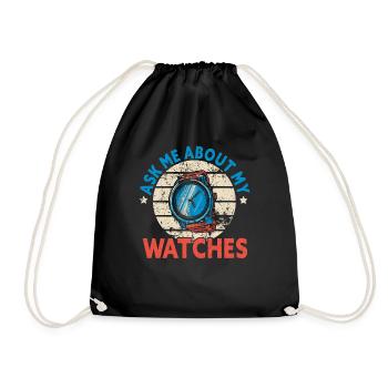 Watch Collector Watch Watchmaker - Drawstring Bag - black - Front