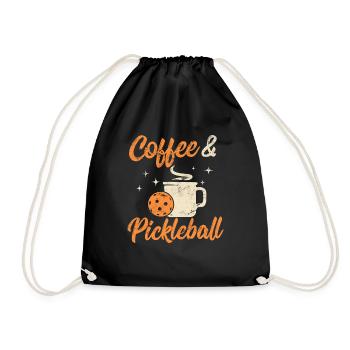 Funny Coffee and Pickleball Pickleball Players Wom - Drawstring Bag - black - Front