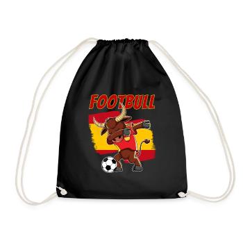 Spain Bull Dabbing Footbull Pun Spanish Soccer Kid - Drawstring Bag - black - Front