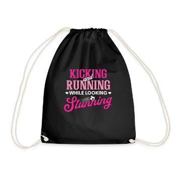 Girls Soccer Kicking Balls Stunning Running Footba - Drawstring Bag - black - Front