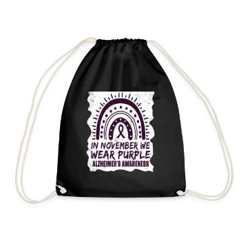 November Purple Alzheimers Awareness - Drawstring Bag - black - Front
