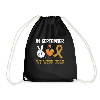 Month September Ribbon Childhood Cancer Awareness - Drawstring Bag - black - Front
