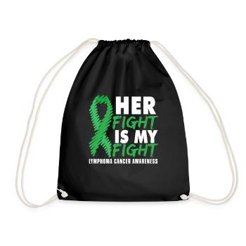 September Green Ribbon Lymphoma Cancer Awareness - Drawstring Bag - black - Front