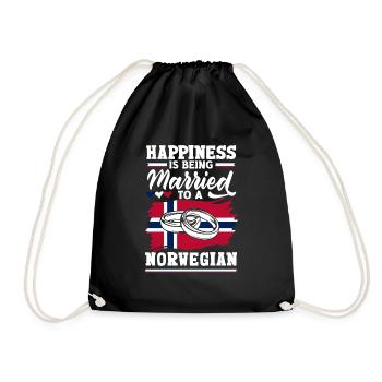 Norway Norwegian Happiness Is Being Married To A - Drawstring Bag - black - Front