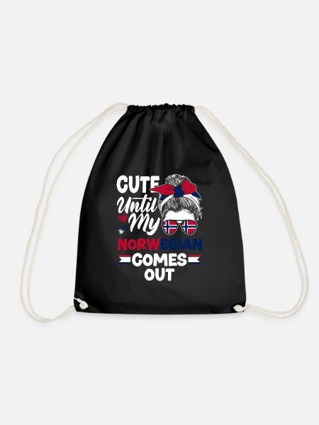 Norway Norwegian Cute Until My Norwegian Comes - Drawstring Bag - black