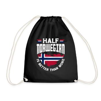 Drapeau de la Norvège La moitié norvégienne vaut mieux que rien - Sac de sport léger - noir - Devant