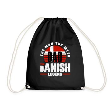 Denmark Danish Denmark Flag Father - Drawstring Bag - black - Front
