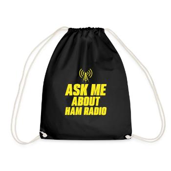 Ask me about ham radio Operator Enthusiast - Turnbeutel - Schwarz - Vorne