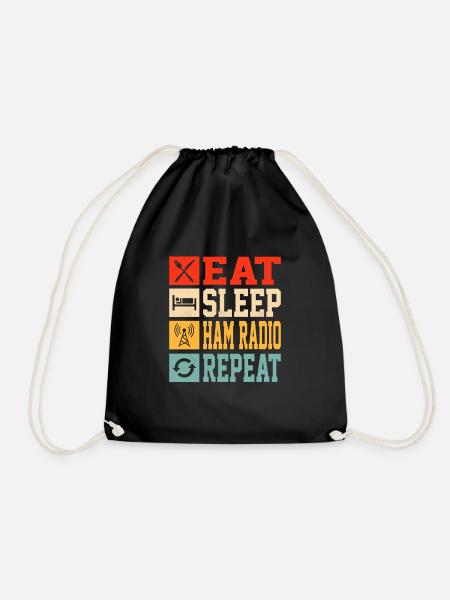 Eat sleep ham radio repeat Amateur Operator - Turnbeutel - Schwarz