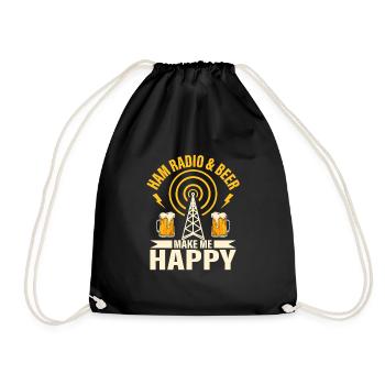Ham radio & beer make me happy Amateur Operator - Turnbeutel - Schwarz - Vorne