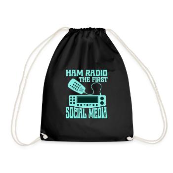 Ham Radio The First Social Media Operator Amateur - Turnbeutel - Schwarz - Vorne