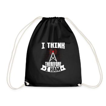 I Think Therefore I Ham Amateur Radio Operator - Drawstring Bag - black - Front