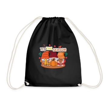 Pumpkin Seaon Of Gnomes Fall Thanksgiving Autumn - Drawstring Bag - black - Front