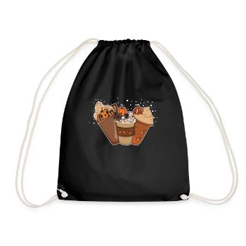 Pumpkin Drink Thanksgiving Season Autumn - Drawstring Bag - black - Front