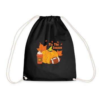 Thanksgiving Rugby Pumpkin Lover Fall Football - Drawstring Bag - black - Front