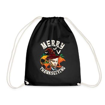 Funny President Joe Thanksgiving Season Autumn - Drawstring Bag - black - Front