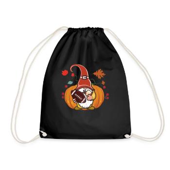 Rugby Gnome Elf Football Fan Thanksgiving - Turnbeutel - Schwarz - Vorne
