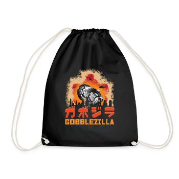 Funny Turkey Bird Monster Gobble Thanksgiving - Drawstring Bag - black - Front