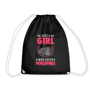 Porcupine Girl Porcupine - Drawstring Bag - black - Front