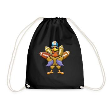 Rugby Turkey And Football Thanksgiving - Drawstring Bag - black - Front