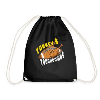 Thanksgiving Roasted Turkey Touchdown Football - Drawstring Bag - black - Front