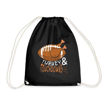 Thanksgiving Roast Turkey Touchdown Football - Drawstring Bag - black - Front