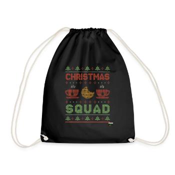 Ugly Happy December Holiday Squad Ugly Christmas - Turnbeutel - Schwarz - Vorne