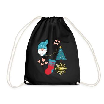 Les icônes de Noël- Nain, sapin, flocon de neige - Sac de sport léger - noir - Devant