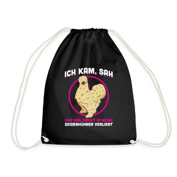 War Direkt In Meine Seidenhühner Verliebt - Turnbeutel - Schwarz - Vorne