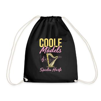 Coole Mädels Spielen Harfe Geschenk - Turnbeutel - Schwarz - Vorne