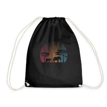 Africa Zoo Keeper Retro Elephant Lover Animal Fami - Drawstring Bag - black - Front