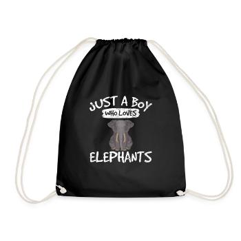 Just A Boy Who Loves Elephants Funny Elephant Love - Drawstring Bag - black - Front