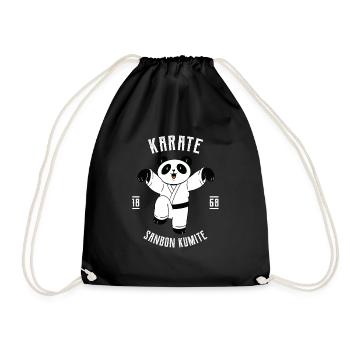 Lustiger Karate Panda - Karate Japanische - Turnbeutel - Schwarz - Vorne