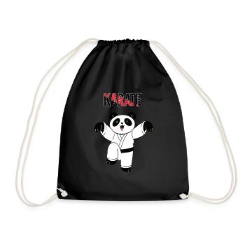 Karate Panda - Karate Japanische Kampfsportarten - Turnbeutel - Schwarz - Vorne