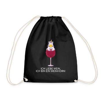 Einhorn WEINHORN Weintrinker Wein - Turnbeutel - Schwarz - Vorne
