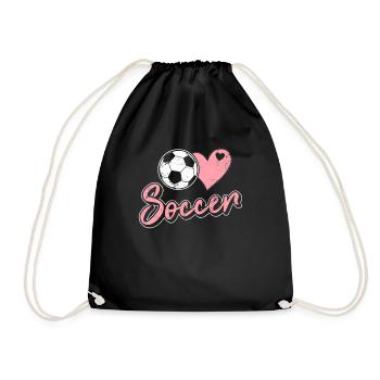 Soccer Lover Heart and Ball Soccer Lover Girls Soc - Drawstring Bag - black - Front