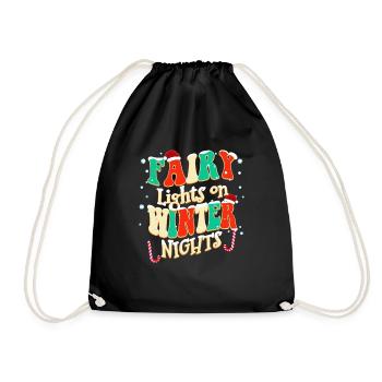 Fairy Lights on Winter Nights Christmas - Drawstring Bag - black - Front