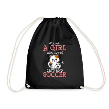Just A Girl Who Loves Cats And Soccer Fan Soccer L - Drawstring Bag - black - Front