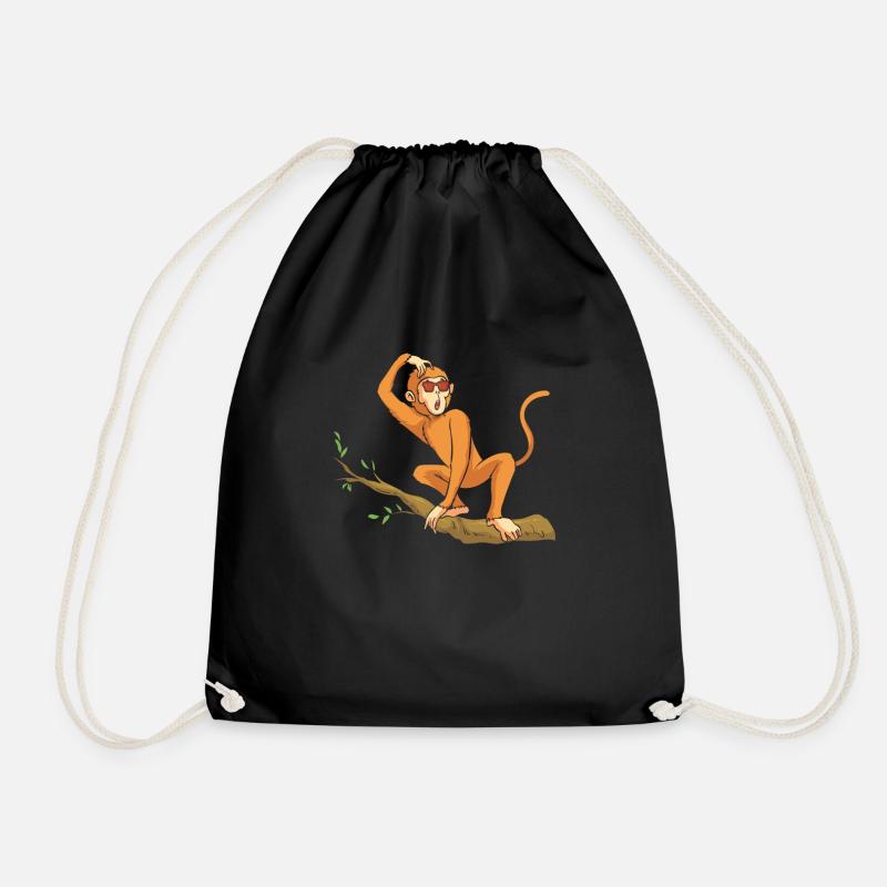 Funny Orangutan Monkey Chimpanzee Monkey - Funny M - Drawstring Bag - black