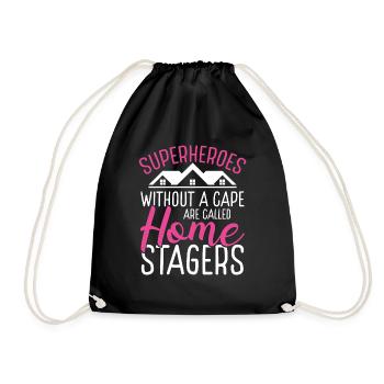 Home Staging Superhero Interior Decorating Stager - Drawstring Bag - black - Front