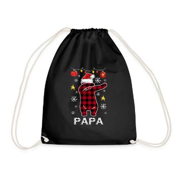 Plaid Bear Dabbing für Papa Dezember Weihnachten - Turnbeutel - Schwarz - Vorne