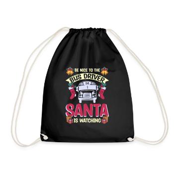 Soyez gentil avec le chauffeur de bus que le Père Noël regarde - Sac de sport léger - noir - Devant